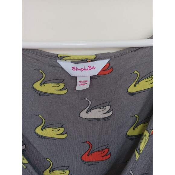 VTG Simply Be Plus Size A-Line V-Neck Short Sleeve Swan Dress Women's 18 EUC - Picture 6 of 7